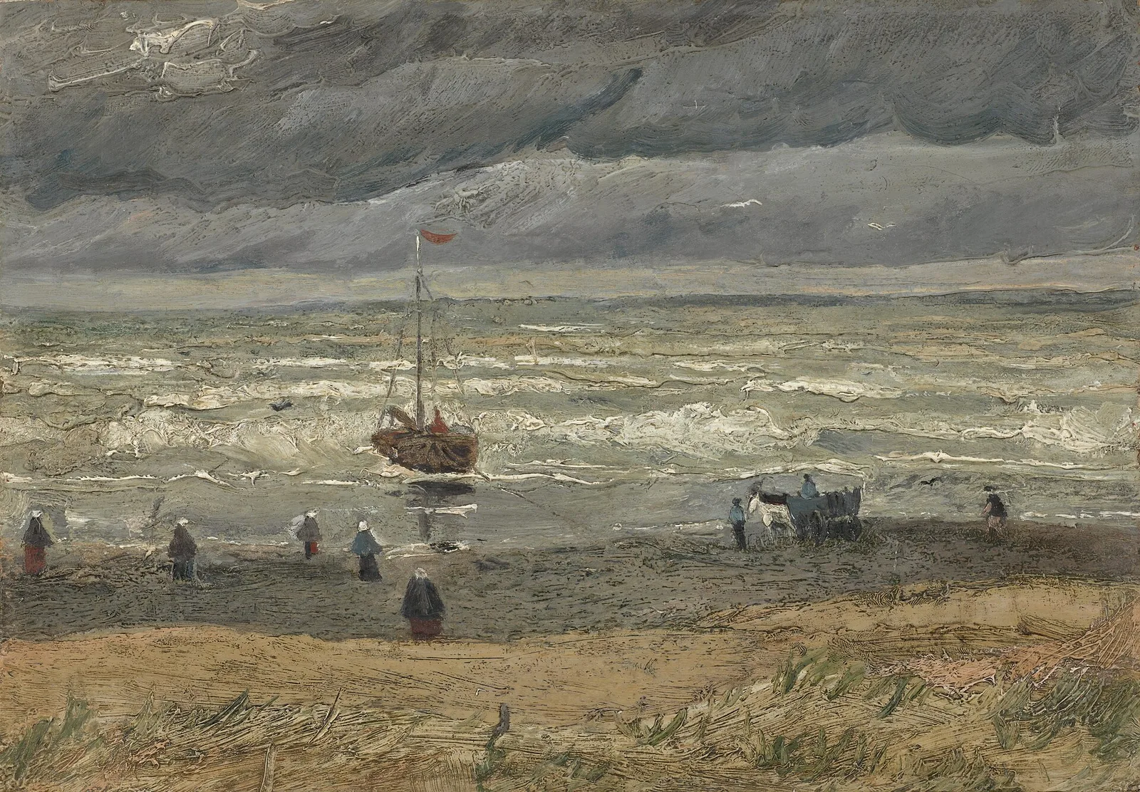 Beach at Scheveningen in stormy weather
