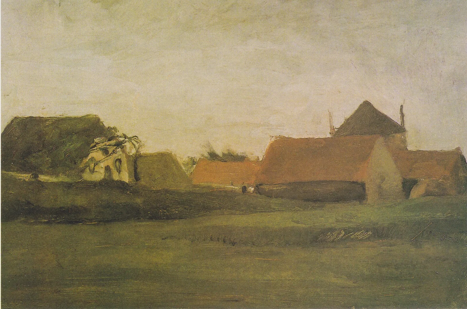 Old farms in Loosduinen at twilight