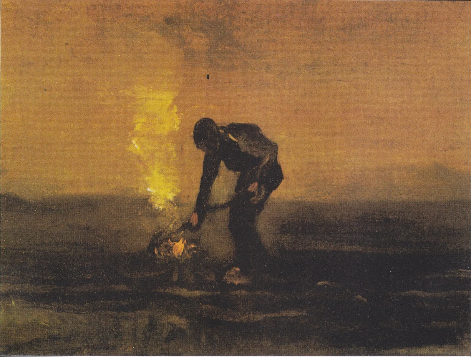 Peasant burning weeds