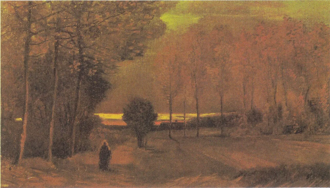 The close of day in autumn: poplars