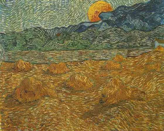 Rising moon: haycocks