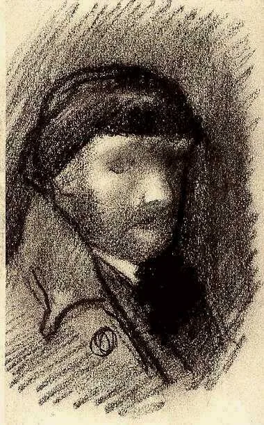 Self portrait. Adjoining page; Figure sketches