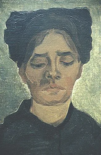 Head of a peasant woman: full face, light background
