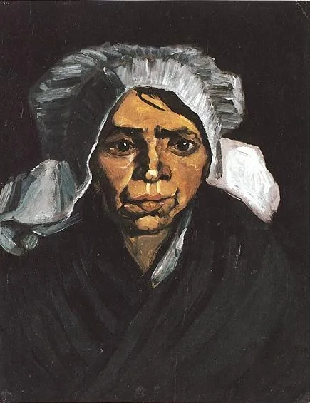 Head of a peasant woman with white cap: full face