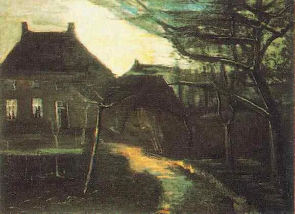 The vicarage at Nuenen by moonlight: view from the garden