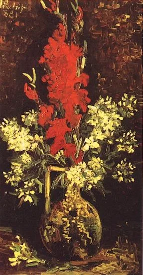 Still life: one-eared vase with physostegia, gladiolus and lychnis