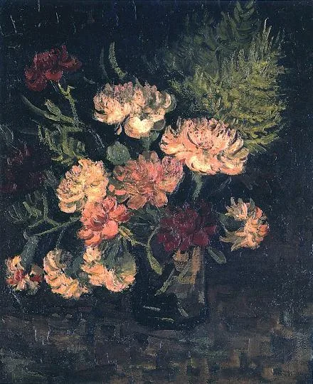 Still life: vase with carnations