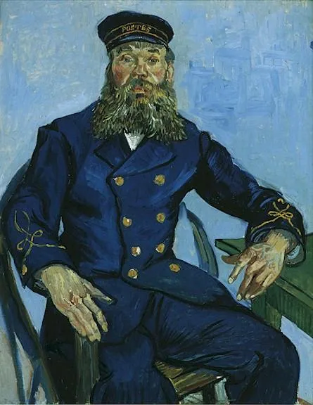 The postman Joseph Roulin: half length, sitting at a table