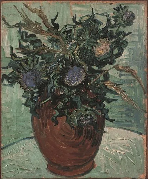 Still life: vase with thistles
