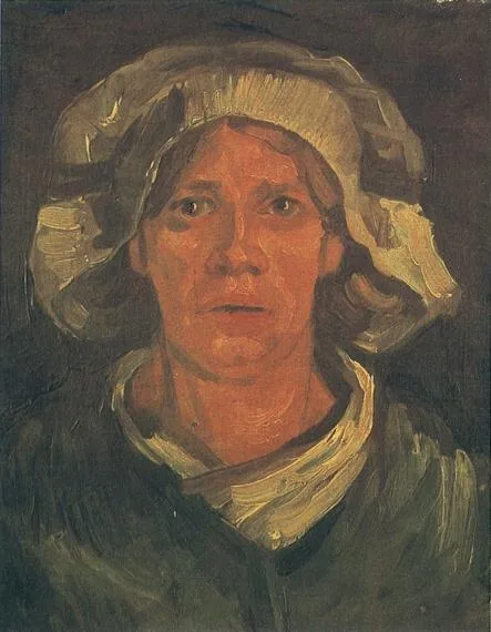 Head of a peasant woman with a white cap: full face