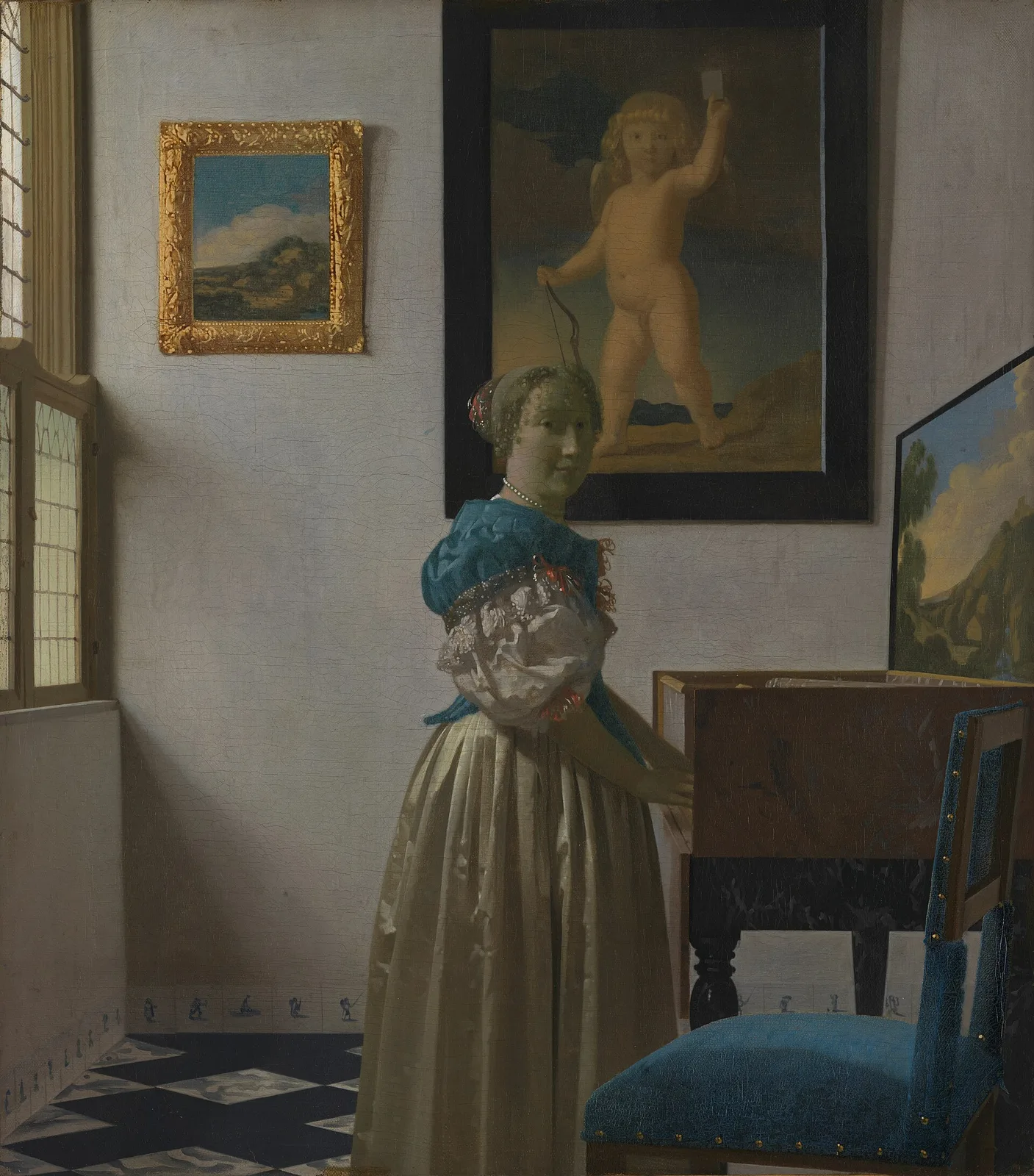 A Lady Standing at a Virginal
