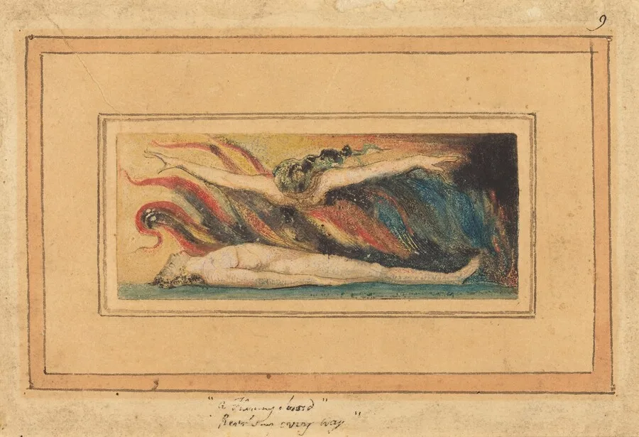 The Soul Hovering Over the Body [from Marriage of Heaven and Hell," plate 14]
