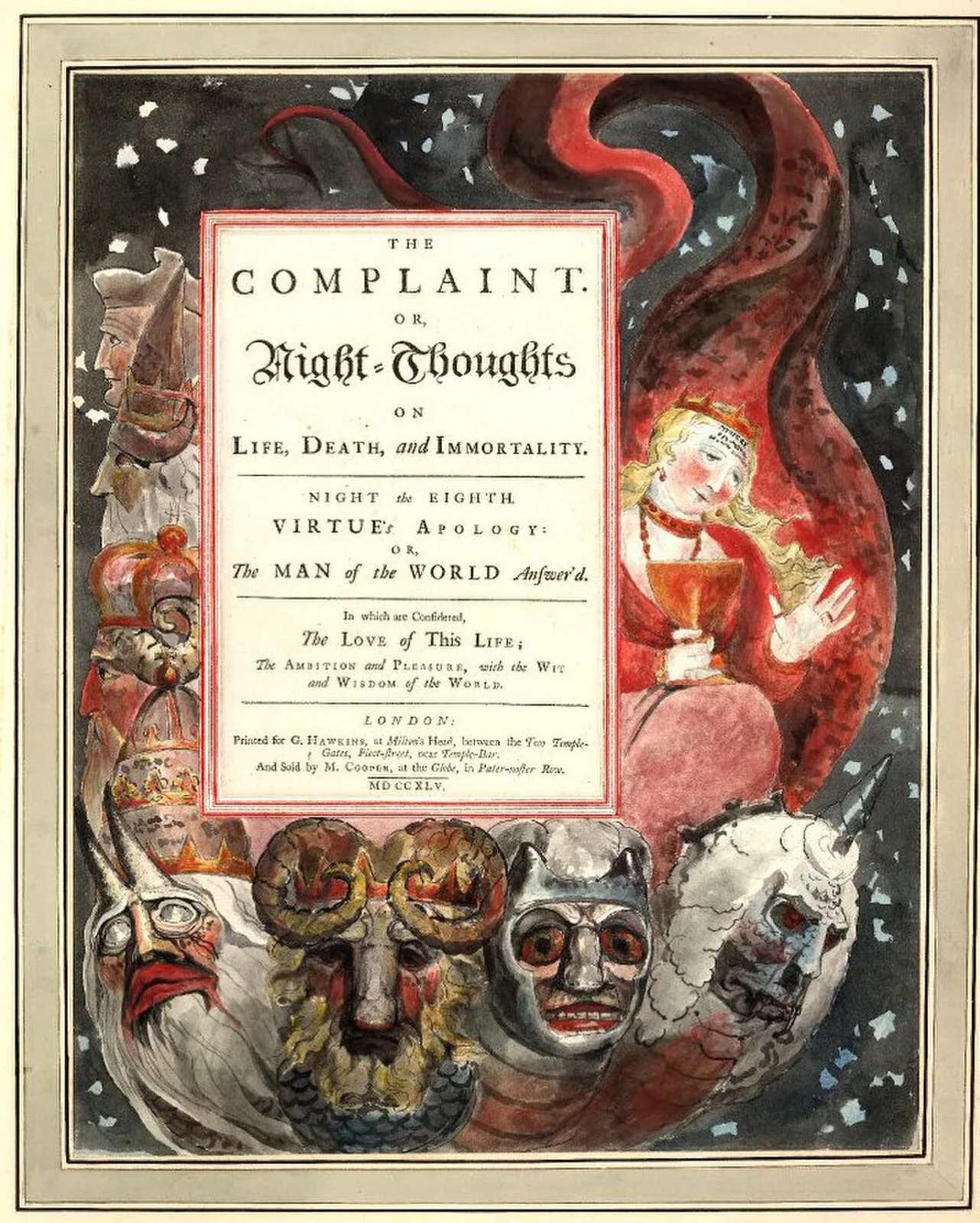 Title page to Night VIII of Edward Young's 'Night Thoughts'