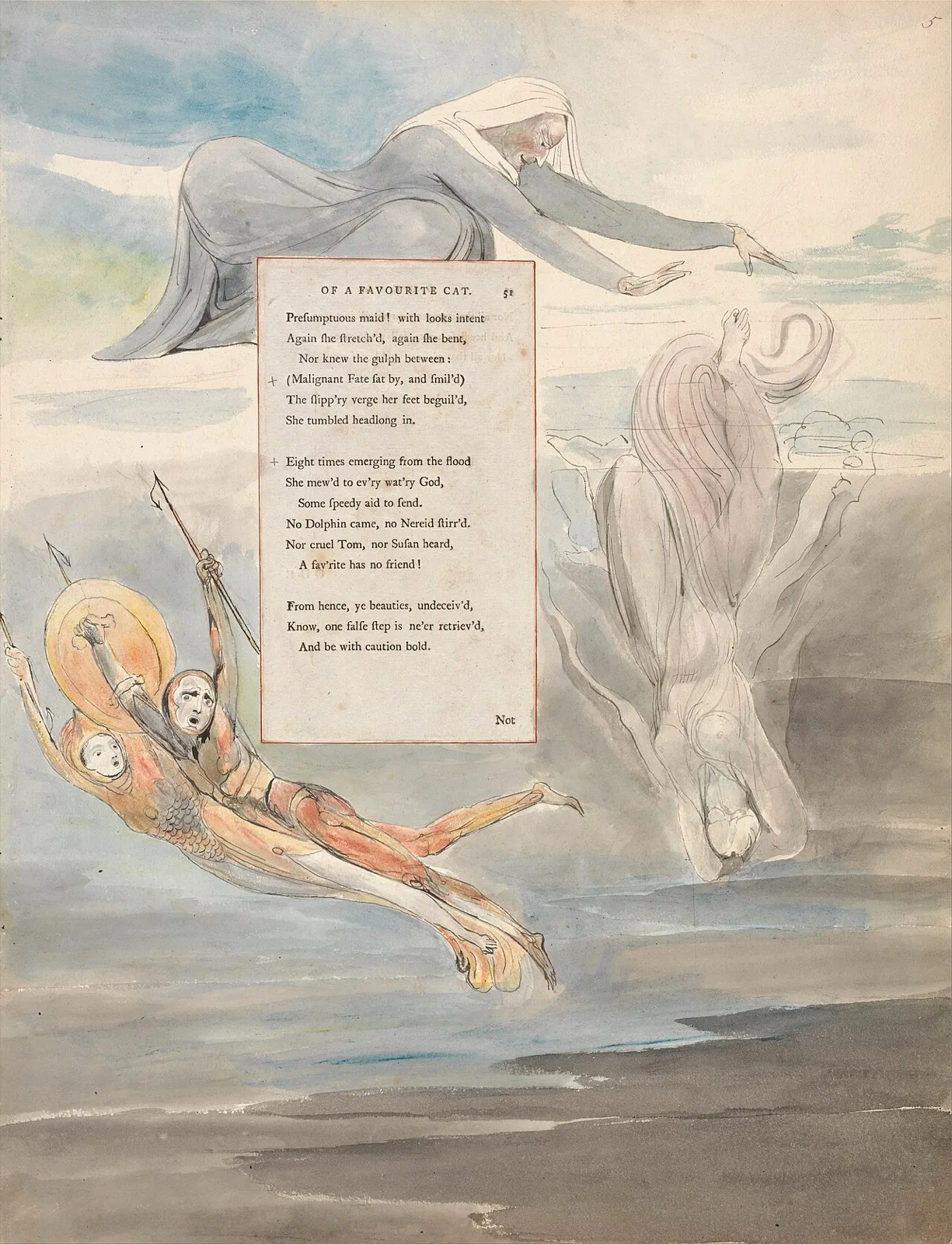 The Poems of Thomas Gray, Design 11, "Ode on the Death of a Favourite Cat."