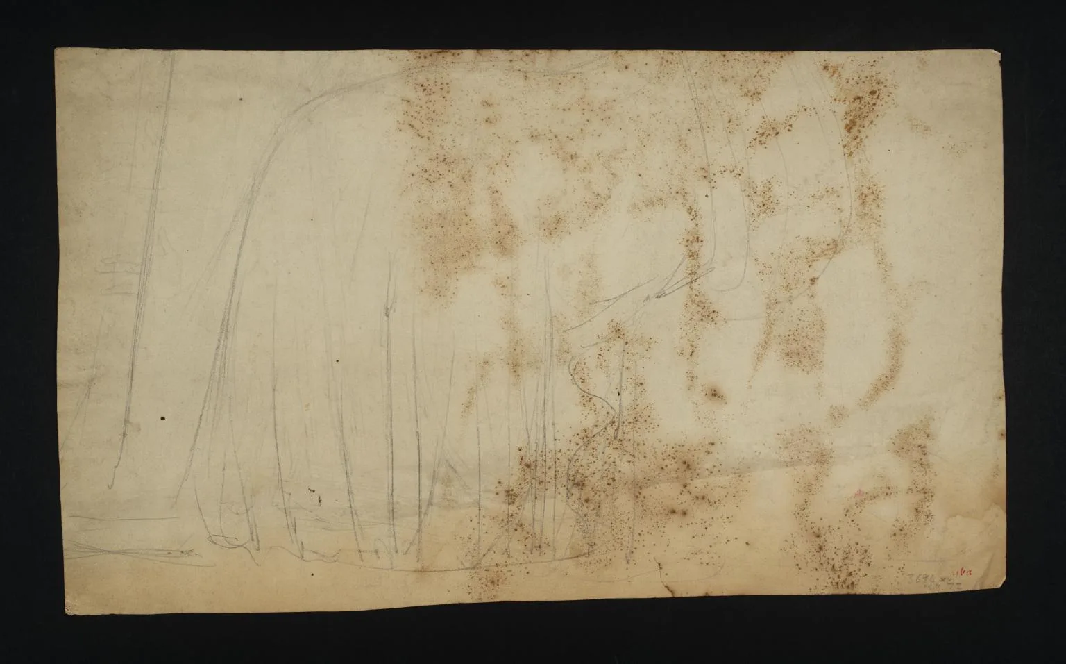 Lower Half of a Woman Playing a Harp. Verso: Seraphim and Other Drawings