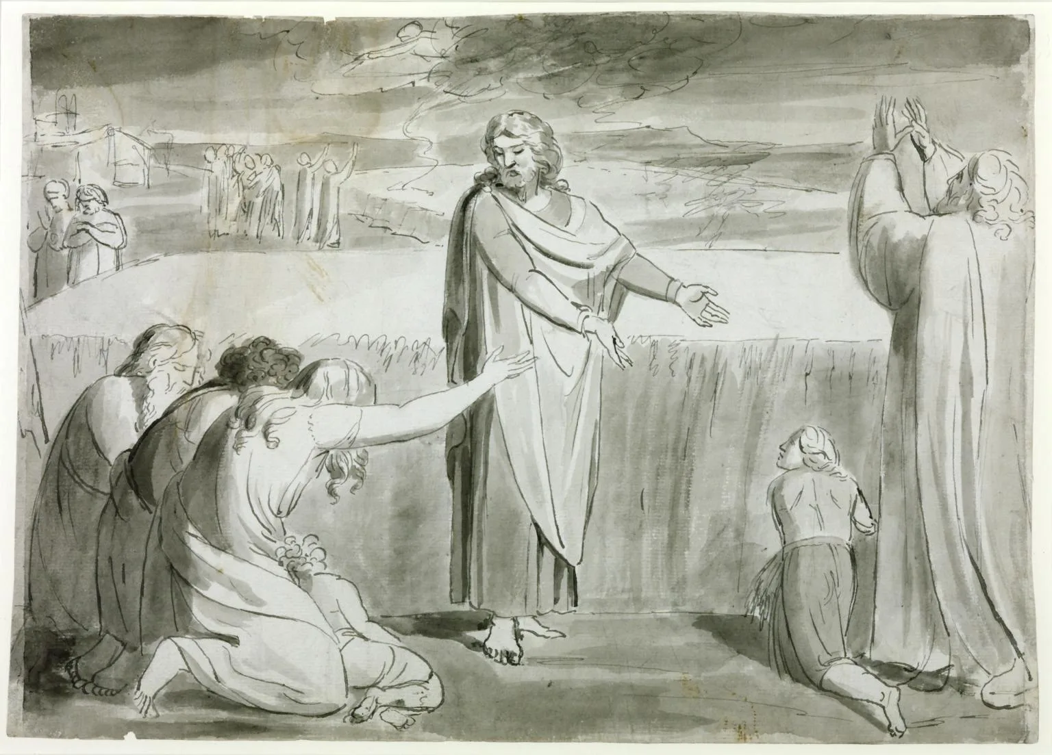 The Good Farmer, Probably the Parable of the Wheat and the Tares. Verso: Rough Sketch of Two or Three Figures in a Landscape