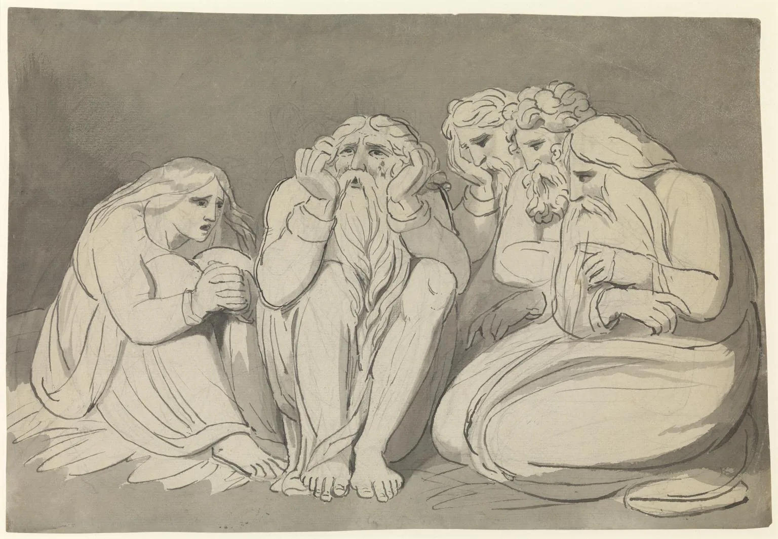 Job, his Wife and his Friends: The Complaint of Job. Verso: Job’s Wife and Eight Other Sketches