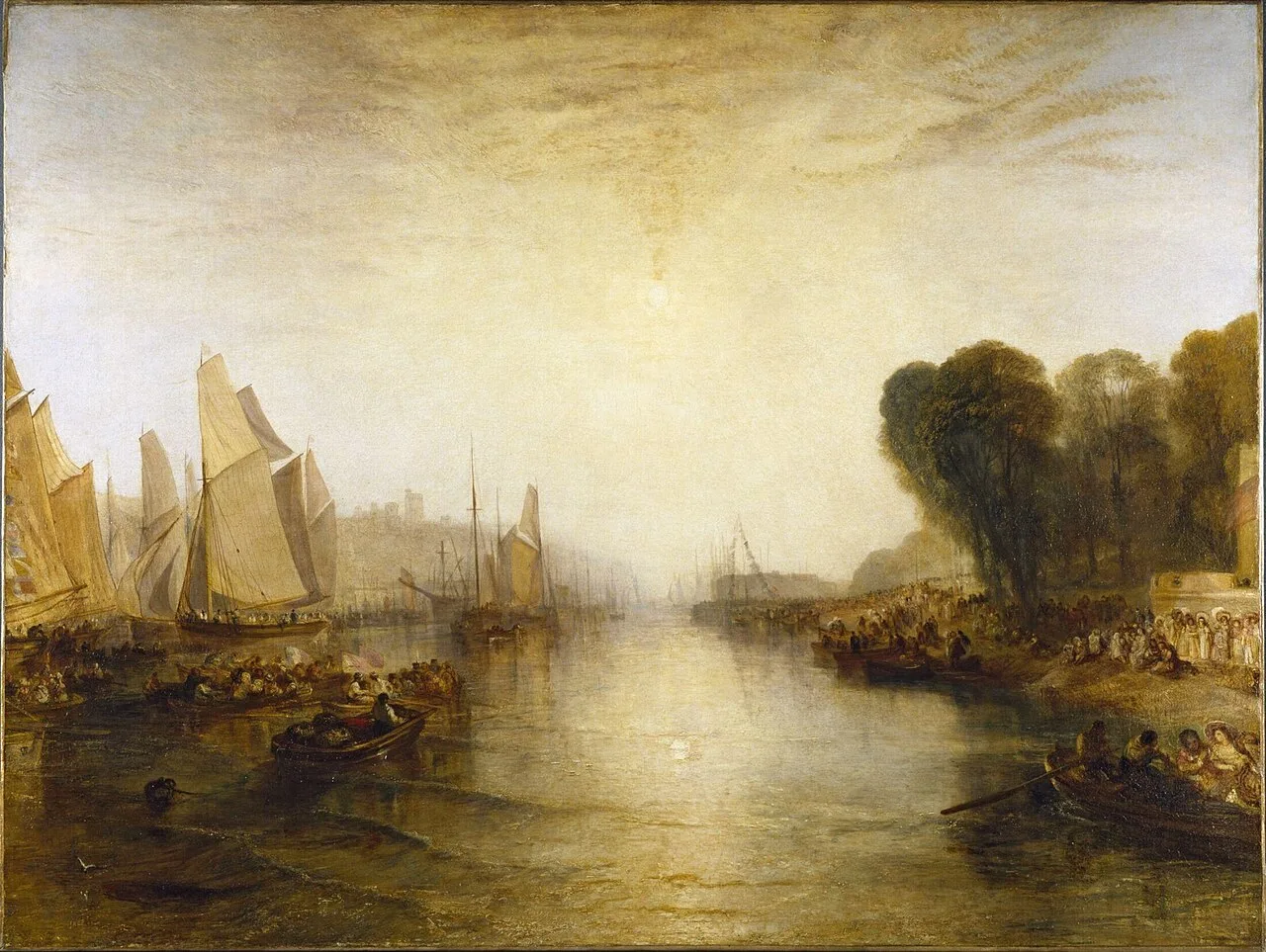 East Cowes Castle, the Seat of John Nash, Esq.; the Regatta Starting for their Moorings.