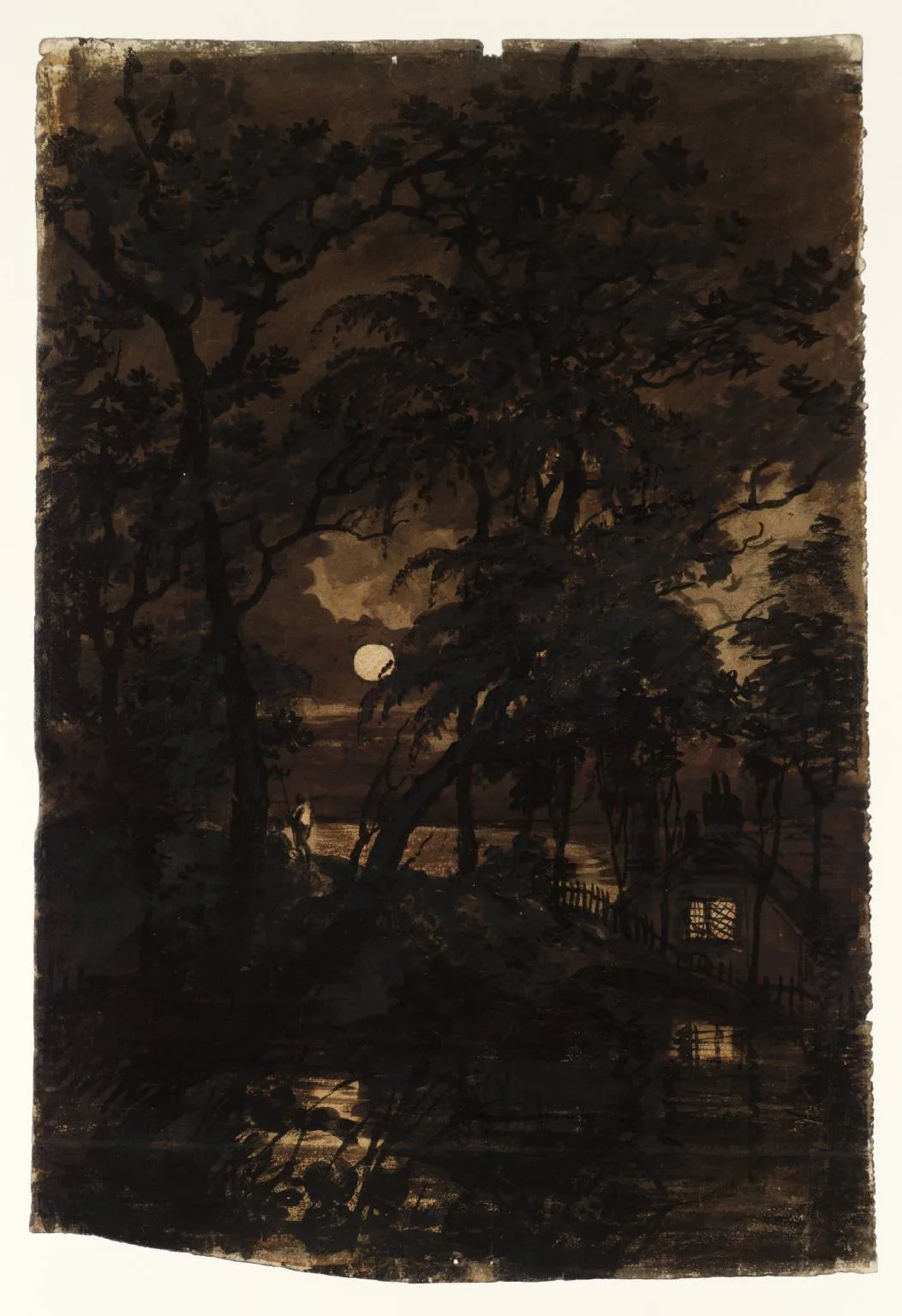 A Transparency: The Moon Seen through Trees
