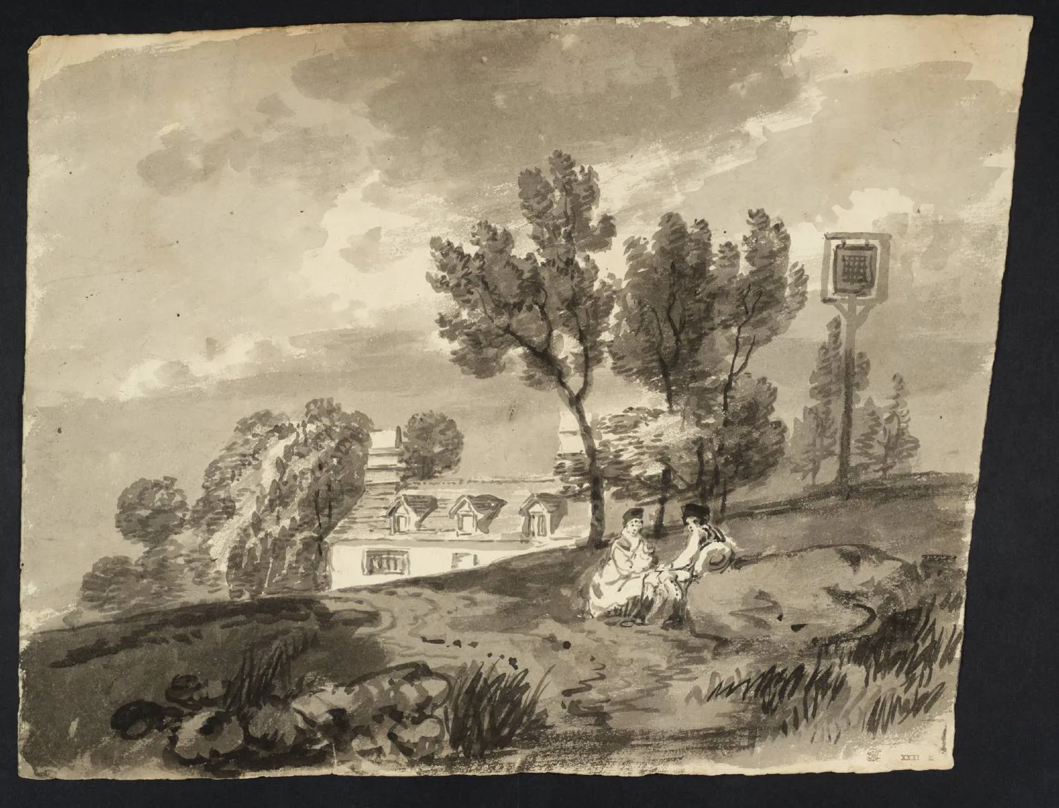 A Soldier and a Woman Seated near a Country Inn