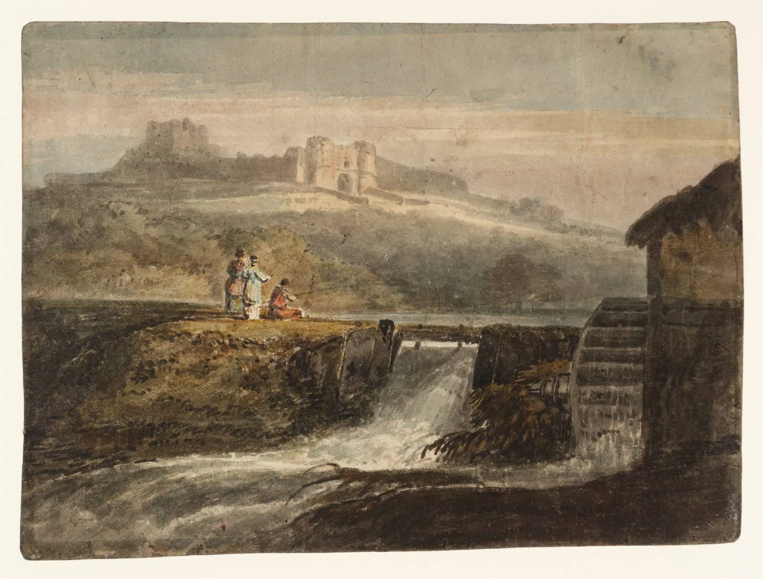 A Sluice and a Watermill, with a Distant View of Carisbrooke Castle