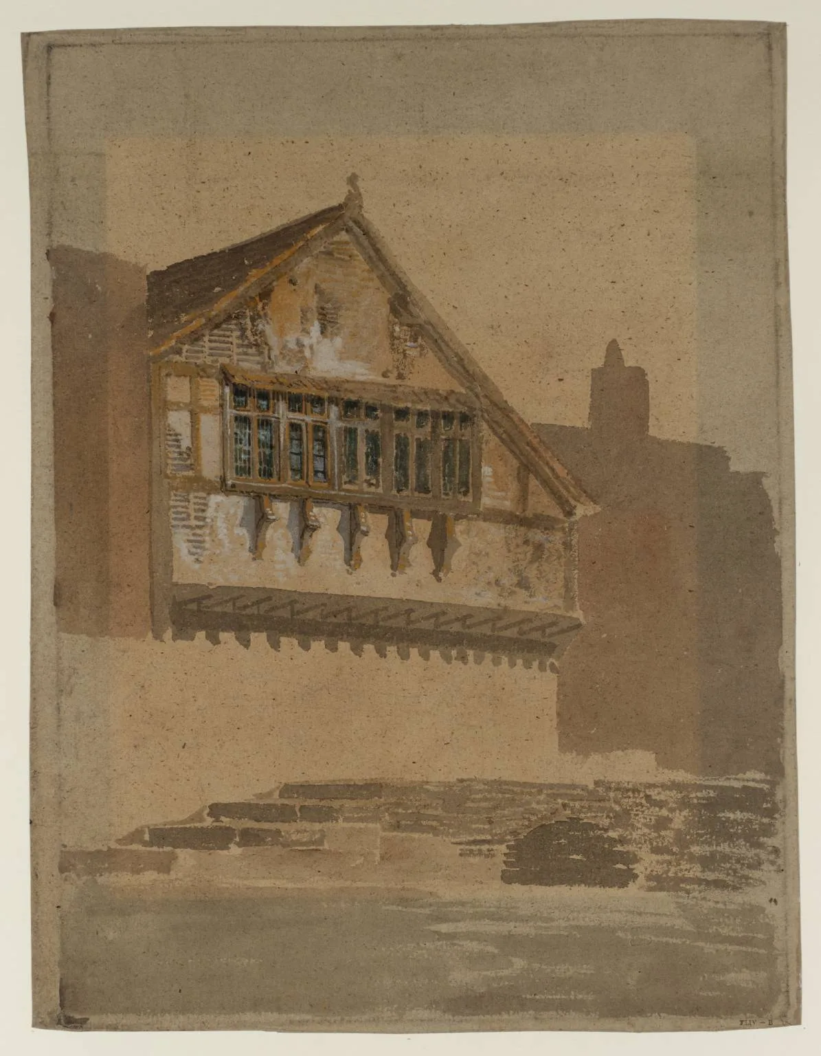 A Half-Timbered House by a River