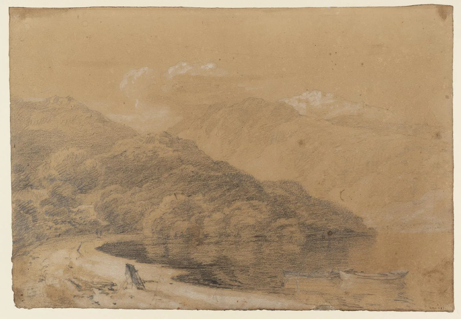 A Wooded Bay with Mountains Beyond; Perhaps Loch Lomond at Inveruglas