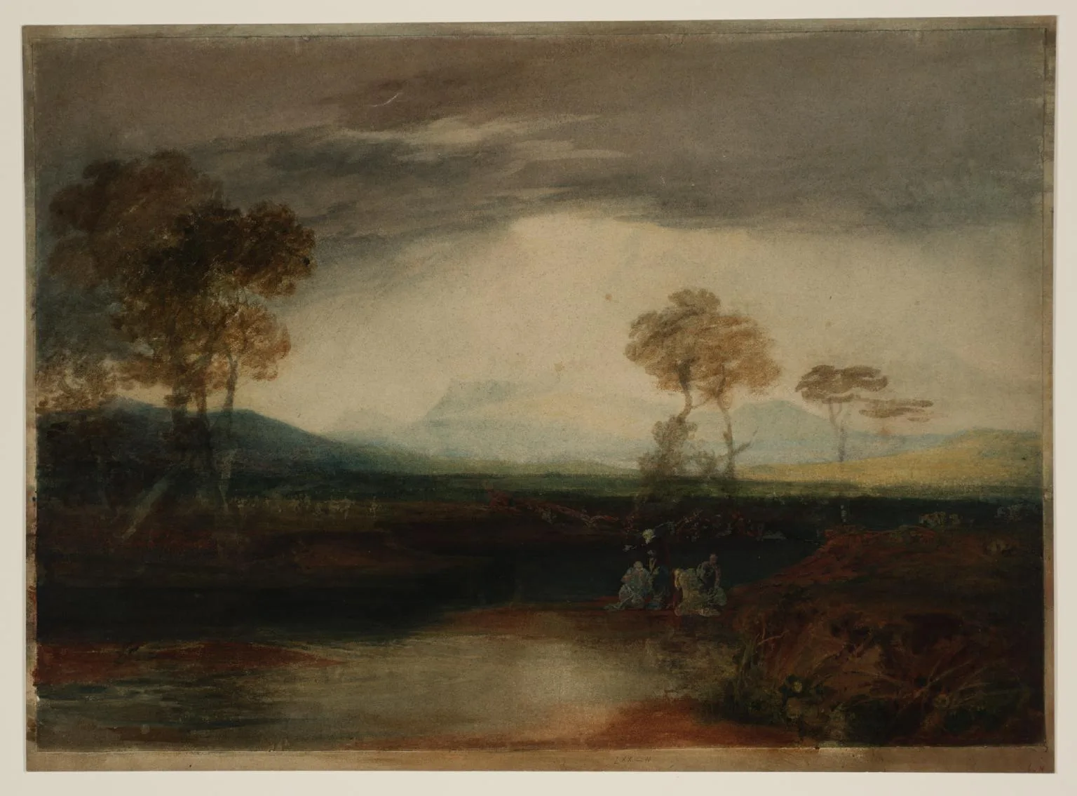 A Bard and Other Figures, with a Crowd of Dancers, in a Landscape with Distant Mountains