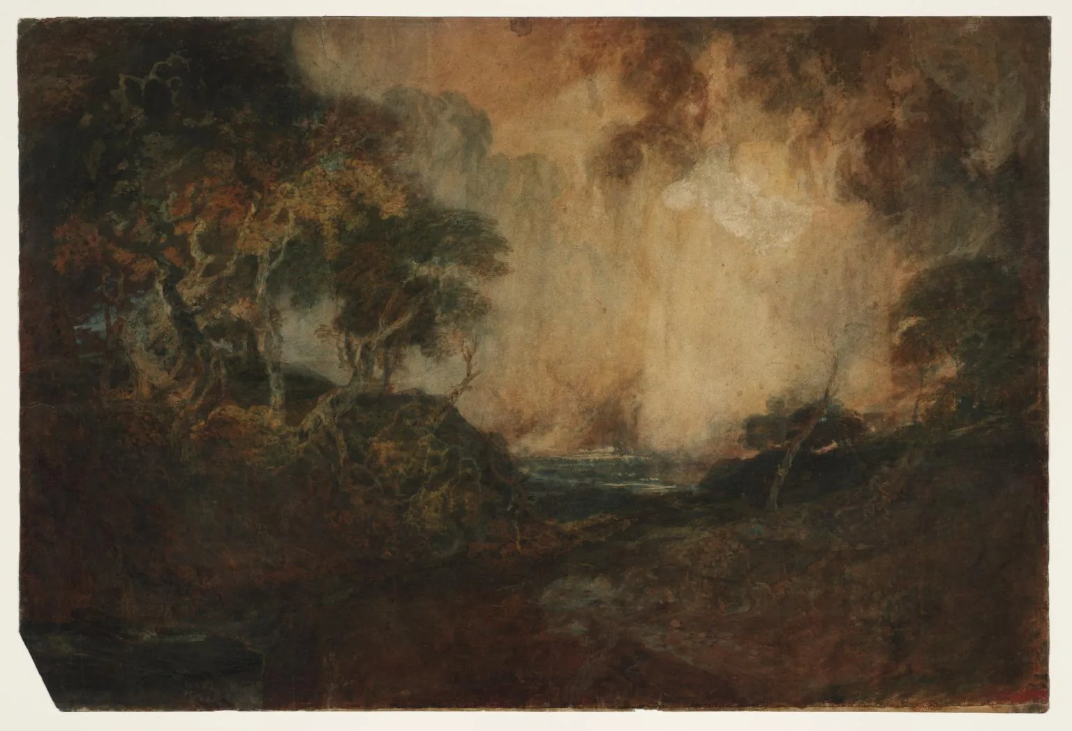 A River among Rocks and Woods, with a Distant Valley