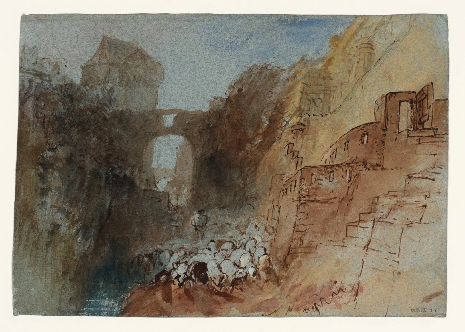 A Herd of Sheep at Saumur: Below the Walls of the Château, with the Tour de Papegault to the Left