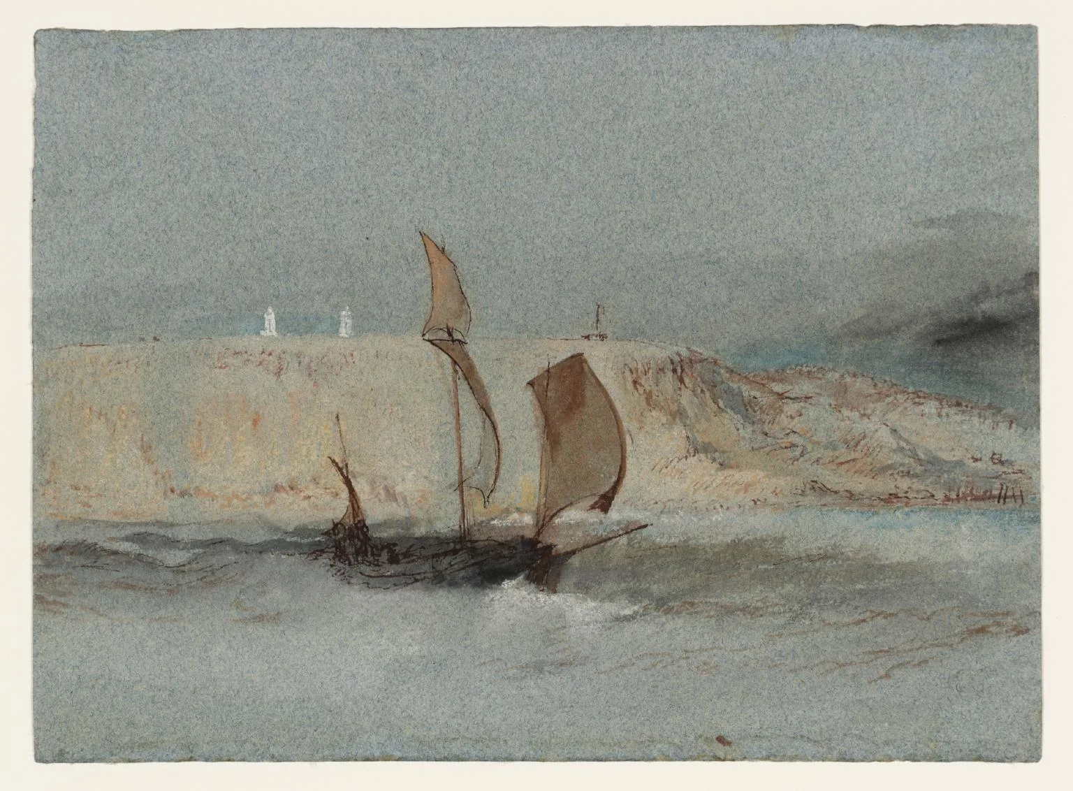 A Ship Under Sail below the Light Towers of la Hève