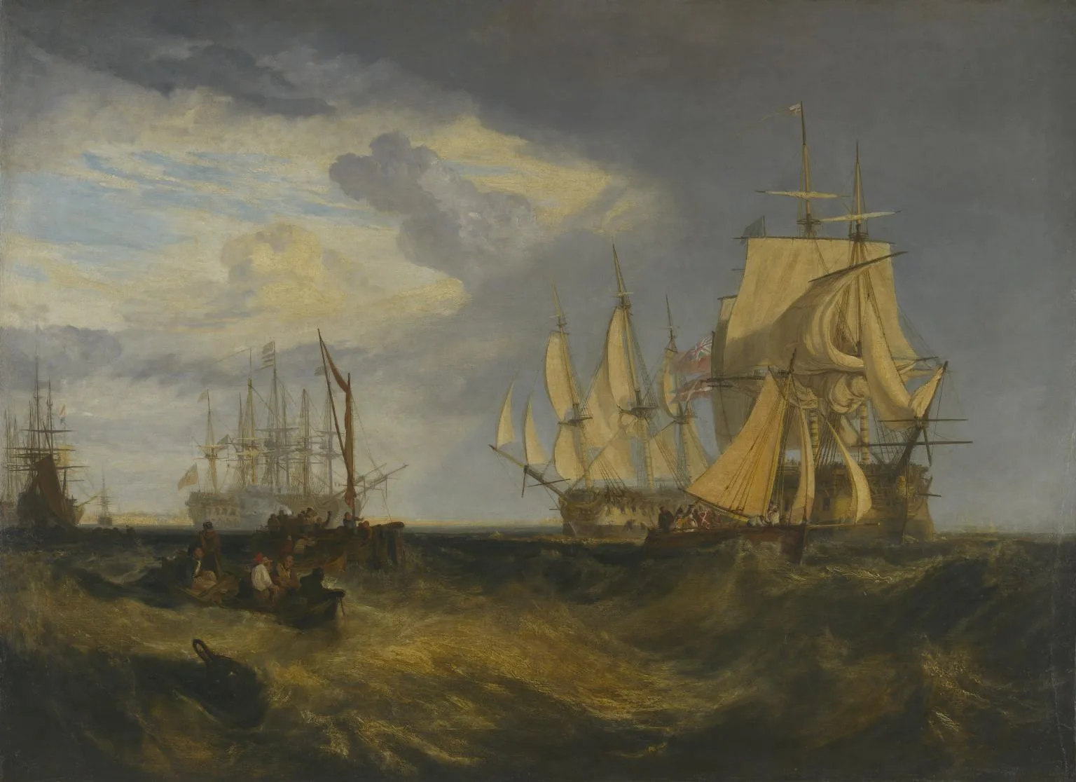 Spithead: Two Captured Danish Ships Entering Portsmouth Harbour