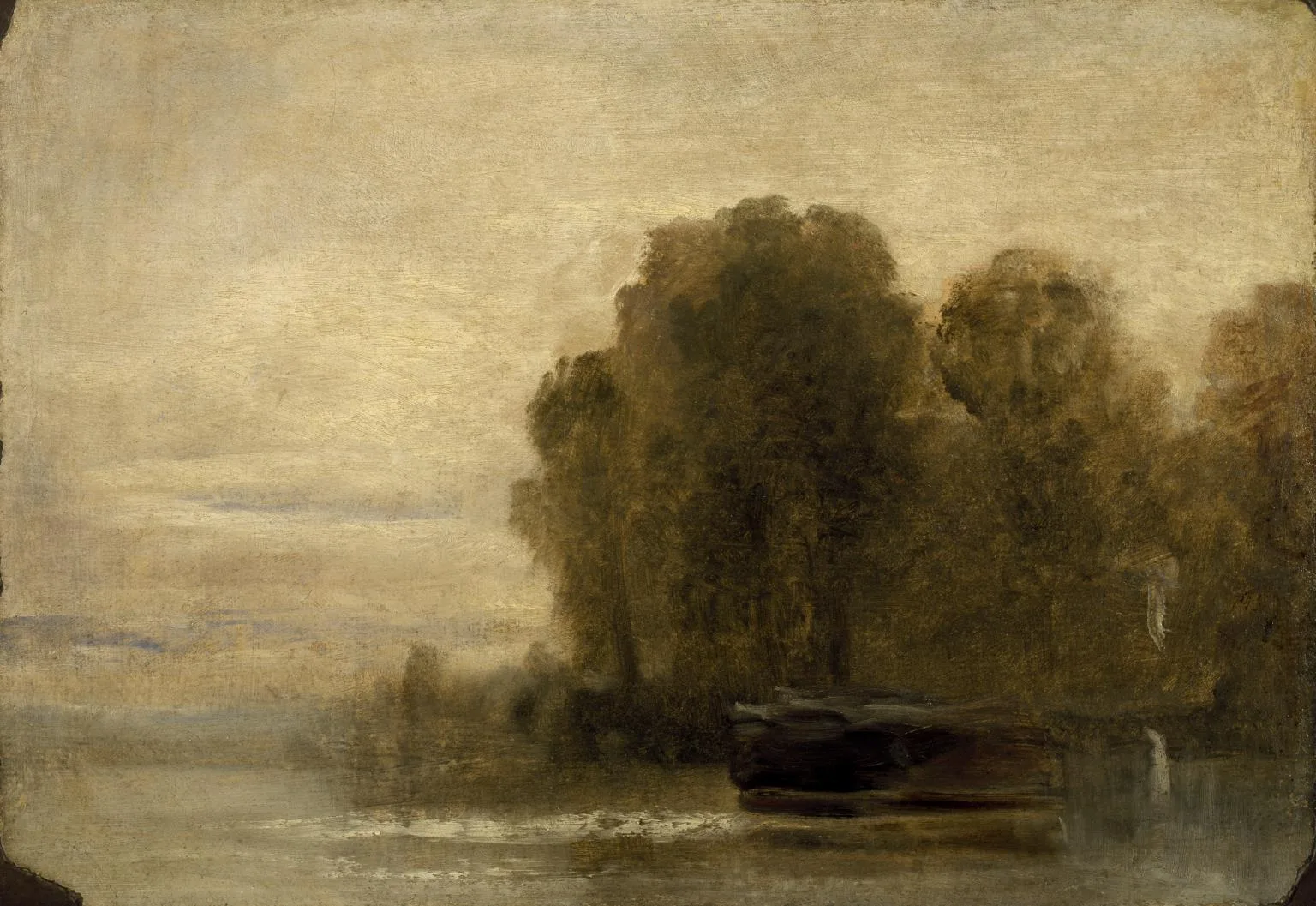 Lake or River with Trees on the Right
