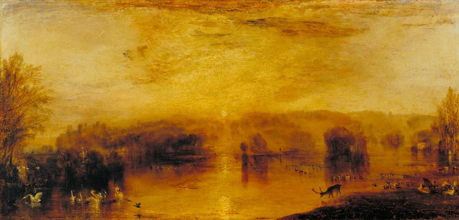 The Lake, Petworth: Sunset, a Stag Drinking