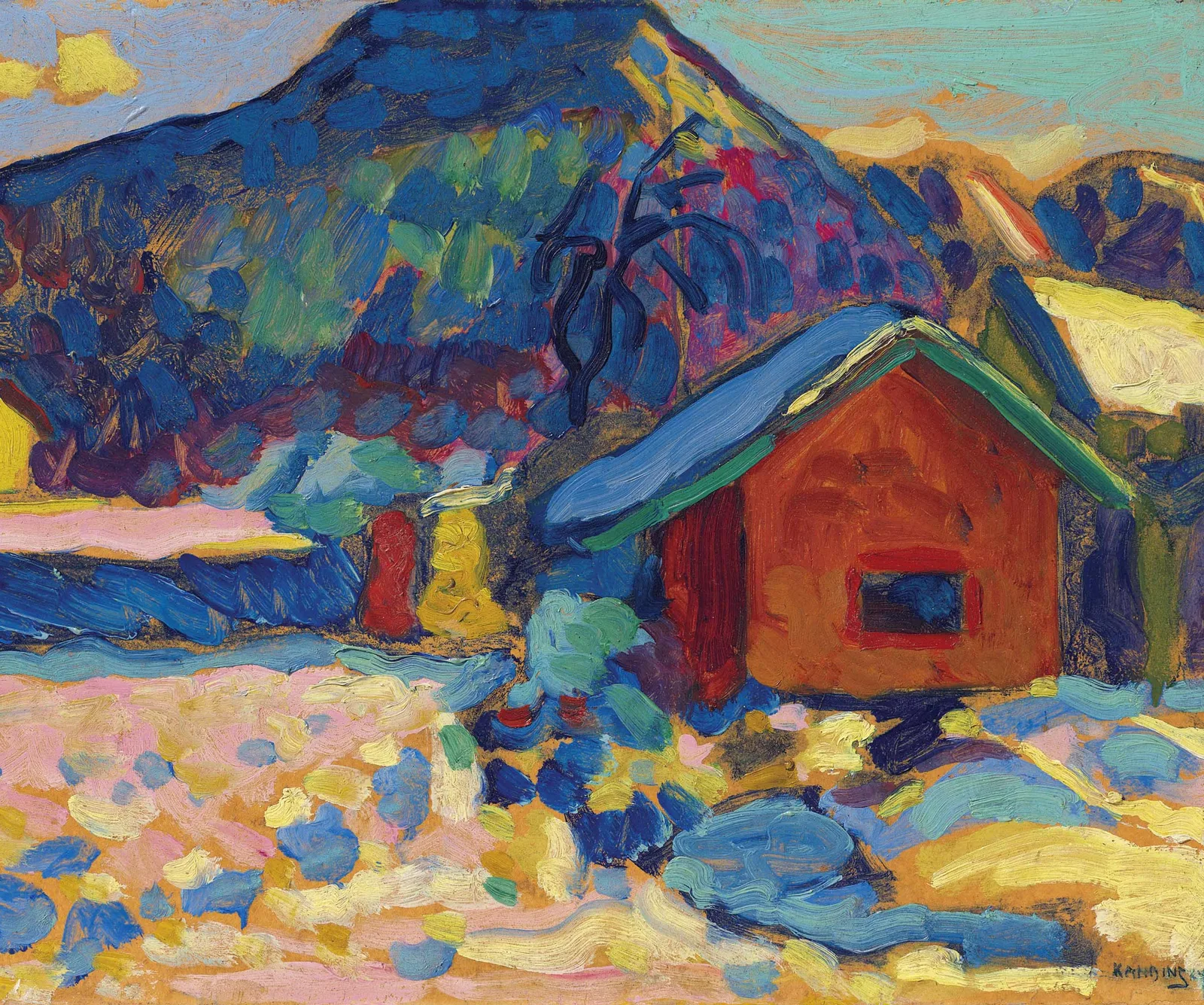 Winter study with mountain